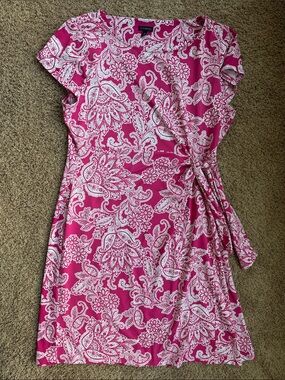 Talbots Pink and White Paisley Mini Dress Size XL